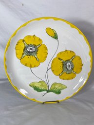Hand Painted Yellow Poppy Flowers Serving Plate Mancioli Italy AMM 16 MM/69 No Chips