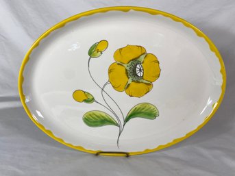 Hand Painted Yellow Poppy Flower Serving Platter Mancioli Italy AMM 21 MM/69 No Chips
