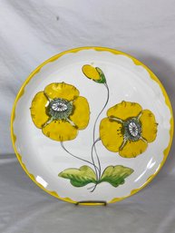 Hand Painted Yellow Poppy Flower Serving Plate Mancioli Italy AMM 16 M/69 No Chips