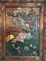 Albert Marschner Gilles -mid Century Repousse Painting On Copper- Copper Framed Asian Painting