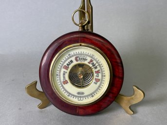 A Vintage Wood & Brass Stellar Barometer