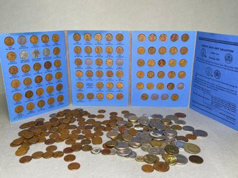Lincoln Penny Set With Foreign Coins
