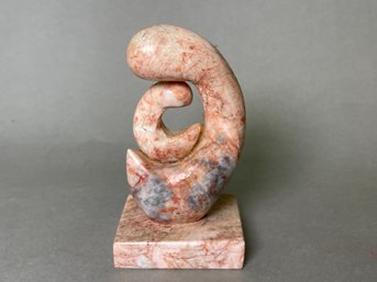 A Beautiful Vintage Pink Marble Mother & Child Statue