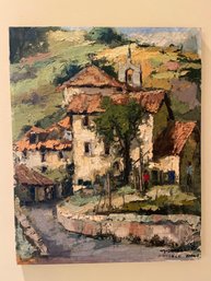 Original Painting On Canvas Signed 16x20 Lanscape Vintage Well Done Piece