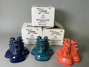 Homer Laughlin China Company Fiesta Ware Pyramid Candlestick Holders With Original Boxes