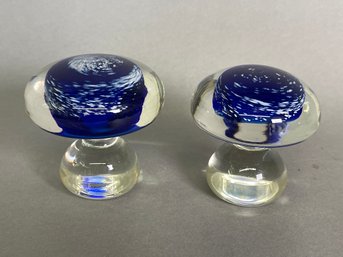 Beautiful Cobalt Blue Glass Mushrooms