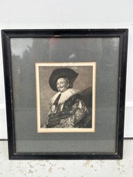 19th Century Engraved Print Depicting Frans Hals Famous Original Oil Painting 'The Laughing Cavalier' (a)