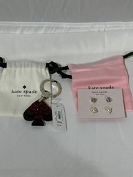 Kate Spade Black Cherry Keychain & Rise And Shine Earring Set