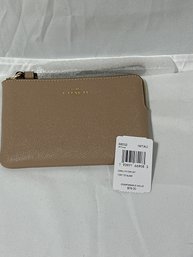 Coach Cornerzip Leather Taupe Wristlet