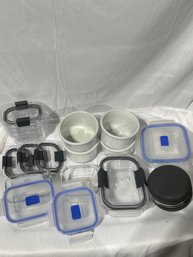 Kitchen Container Lot & 4 BIA Cordon Bleu Ramekins