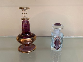 Two Mini Perfume Bottle Made In France And Egypt