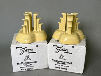 Homer Laughlin Fiesta Ware Yellow Pyramid Candleholders