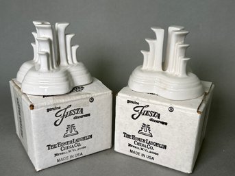 Homer Laughlin Fiesta Ware White Pyramid Candleholders