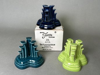 Homer Laughlin Fiesta Ware Pyramid Candleholders