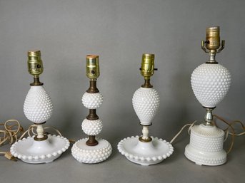 Vintage Milk Glass Hobnail Lamps