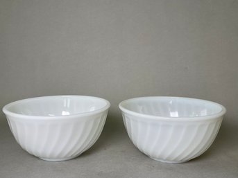 Vintage Fire King Milk Glass Swirl Mixing Bowls