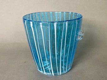 Vintage  Venini For Disaranno Light Blue Murano Glass Ice Bucket
