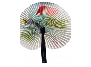 Handpainted Asian Fan In Satin Pouch