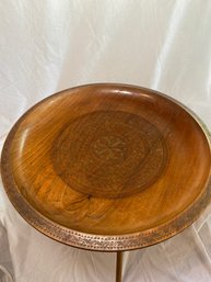 Decorative Hand Carved Wood Charger On Stand