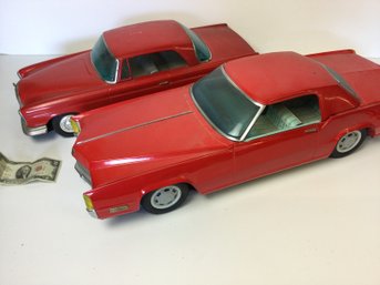 2 Large Tin Plate Cars Cadillac And Mercedes