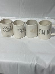 4 Rae Dunn By Magenta Mugs White & Desk Plate