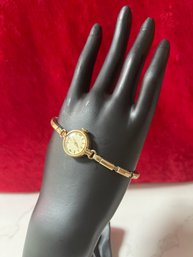 Womens Stretch Gold Toned Wrist Watch