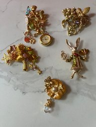 Fairy And White Rabbit Broaches