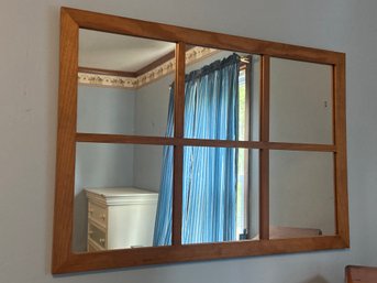 6 Pane Wood Window Frame Style Hanging Wall Mirror 32.5x22.5