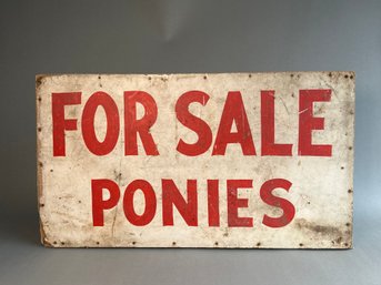 Austin Douglas Lathrop Vintage For Sale Ponies Wooden Sign, From Livestock Auction
