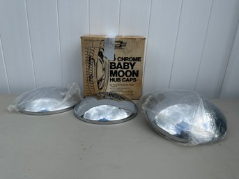 New Old Stock Chrome Baby Moon Hubcaps