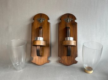Wooden Sconces With Eagle Motif