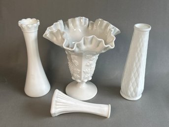 Collection Of Vintage Milk Glass