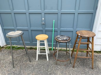 4 Stools Two Wood Two Metal