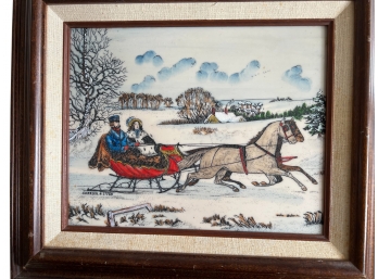 Framed Porcelain - Currier And Ives