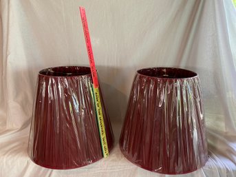 Pair New Burgundy Lamp Shade 16x14tallx10 Sealed In Original Plastic Wrap