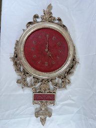 Ornate Framed Hanging Wall Clock 32.25x18.5in