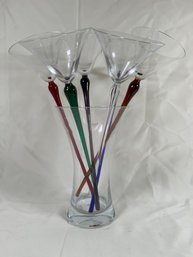 Set Of 6 Bottomless Martini Glasses By Ingrid Handmade 15.25in In Original Box