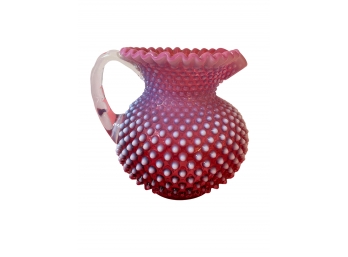 Large Fenton Hobnail Cranberry Glass Pitcher