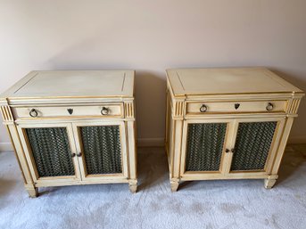 Pair Of Vintage Night Stands 24x16x24 Single Drawer Metal Wire Doors