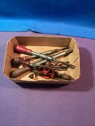 Vintage Twist Drill, And Yankee Screwdrivers With Bits And Screwdriver Tips