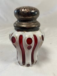 Antique Sugar Shaker Cranberry Bohemian Glass 4'