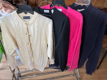 Burberrys, Lord & Taylor, Banana Republic, Foxcroft Cashmere And Cotton Sweaters Collection, Four Size Medium,