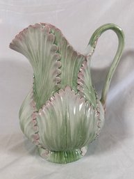 Bloomingdales Italian Ceramic Vegetable Leaf Pitcher 10' No Chips