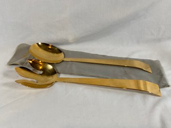 SSS Inc 24kt Gold Electro Plated Serving Spoon And Fork