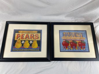 California Pears And Oregon Apples Fruit Prints 16x14 Matted Framed