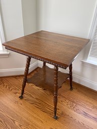 Antique Claw And Ball Foot Side Table  24x24x28.75in Turned Legs