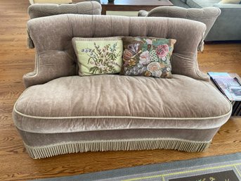 Beige Settee Loveseat 58x24x30 Down Feather Cushion