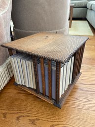 Antique Tiger Oak Swivel Library Bookshelf 14x14x13