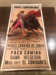 Vintage Poster - Lithograph Toros En Torreminos,rare & In Great Shape, Signed & Dated 67(1967)