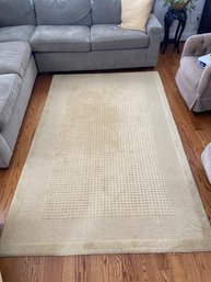 Yellow Tan Wool Area Rug Lot 1 Waffle Pattern In Center 5ftx8ft